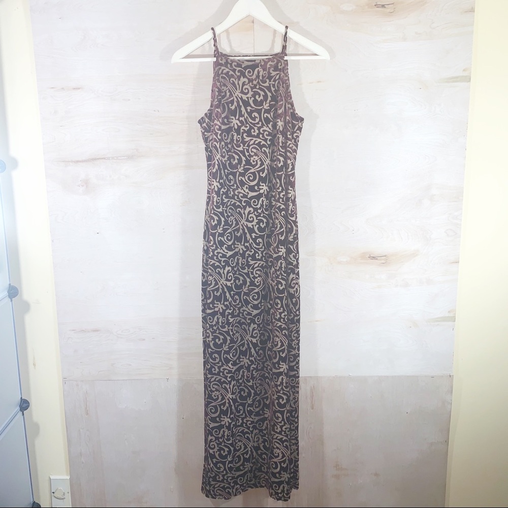 Vintage Bebe | Velvet Lace Illusion Column Dress